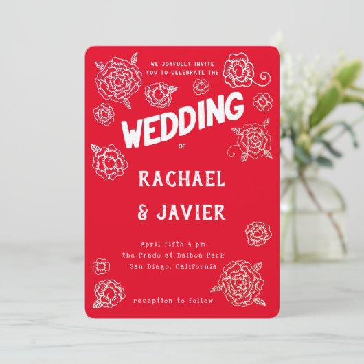 Salsa Rose wedding invitation (Debout devant)