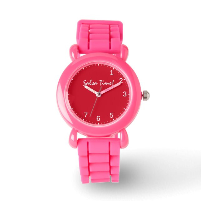 Salsa Time Clock Fun Latin Dansingsstap Rhythm Red Horloge (Voorkant)