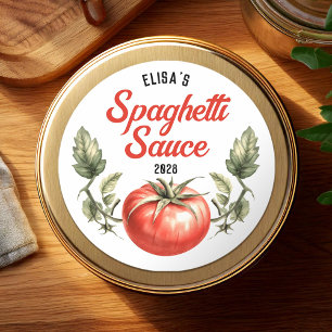 Salsa voor Spaghetti op blik in retro stijl Ronde Sticker
