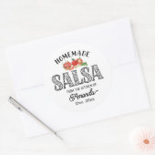 Salsa zelfgemaakt in de keuken van naam potdeksel ronde sticker (Envelop)