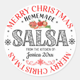 Salsa Zelfgemaakt Prettig Kerstfeest Uit de Keuken Ronde Sticker