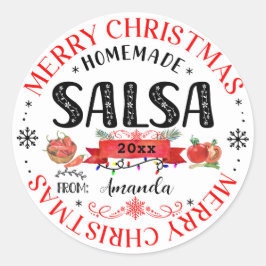 Salsa Zelfgemaakte Prettig Kerstnaam Potdeksel Ronde Sticker