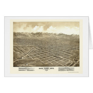 Salt Lake City, carte panoramique d'UT - 1875