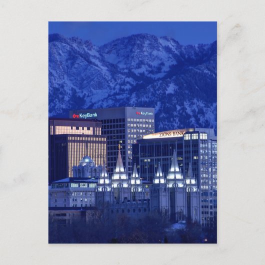 Salt Lake City Downtown Winter Skyline Briefkaart (Voorkant)