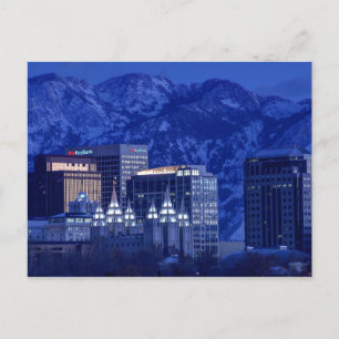 Salt Lake City Downtown Winter Skyline Briefkaart
