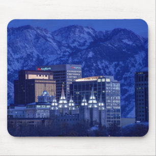 Salt Lake City Downtown Winter Skyline Muismat