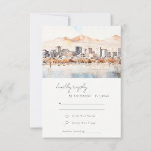 Salt Lake City Utah Aquarel Landschap Bruiloft RSVP Kaartje