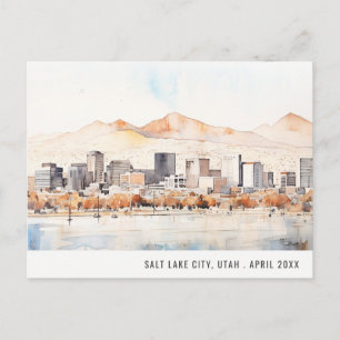 Salt Lake City, Utah Aquarellandschap Reis Briefkaart