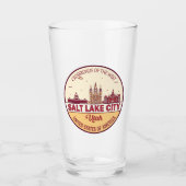 Salt Lake City Utah City Skyline Emblem Glas (Voorkant)
