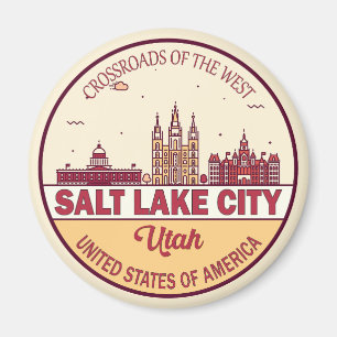 Salt Lake City Utah City Skyline Emblem Magneet
