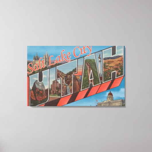 Salt Lake City, Utah - Large Letter Scenes 2 Canvas Afdruk (Voorkant)