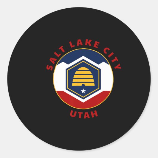 Salt Lake City Utah New Ut Flag Beehive Vacation S Ronde Sticker (Voorkant)