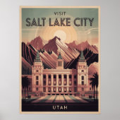 Salt Lake City Utah Retro Affiche de voyage (Devant)