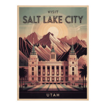 Salt Lake City Utah Retro Affiche de voyage