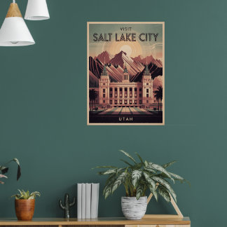 Salt Lake City Utah Retro Affiche de voyage