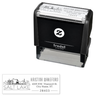 Salt Lake City, Utah Skyline Aangepast adres Zelfinktende Stempel