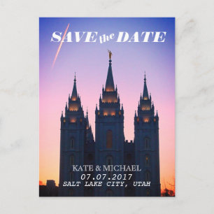 Salt Lake City, Utah Temple Bruiloft Save the Date Aankondigingskaart