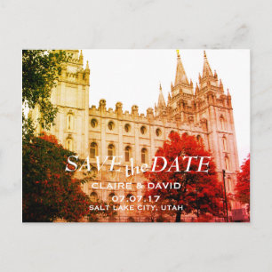 Salt Lake City, Utah Temple Bruiloft Save the Date Aankondigingskaart