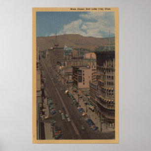 Salt Lake City, Utah - Uitzicht van Main St. Poster