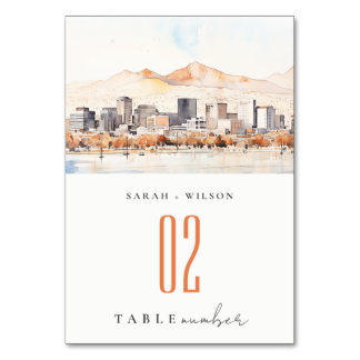 Salt Lake City, Utah Watercolor Landscape Wedding Kaart