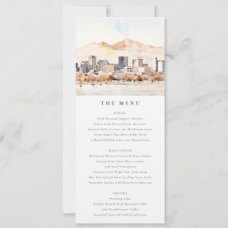 Salt Lake City, Utah Watercolor Scape Wedding Menu Kaart