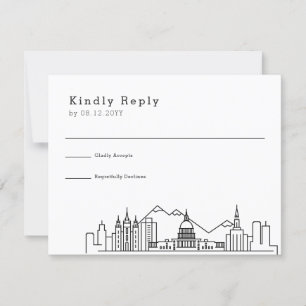 Salt Lake City Wedding Stijlvolle Skyline RSVP Kaartje