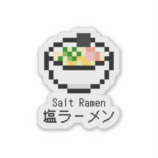 Salt Ramen Retro Pixel Art Sticker (Voorkant)