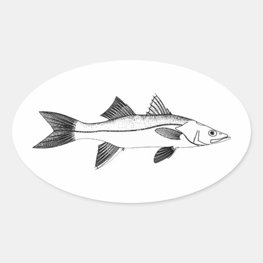  Saltwater Vist - Snook Ovale Sticker (Voorkant)