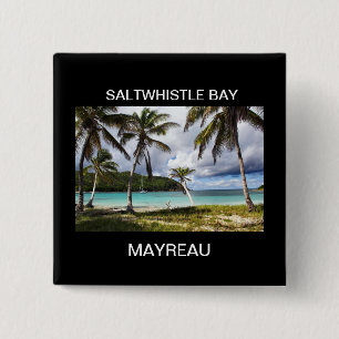 Saltwhistle Bay, Mayreau, Caribisch Eiland Vierkante Button 5,1 Cm