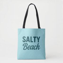 Salty Beach Life - Coastal Teal Blue Graphic Print Draagtas