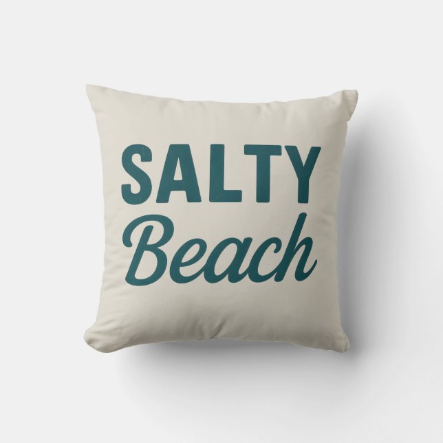 Salty Beach - Reversible Coastal Teal Ocean Print Kussen (Voorkant)