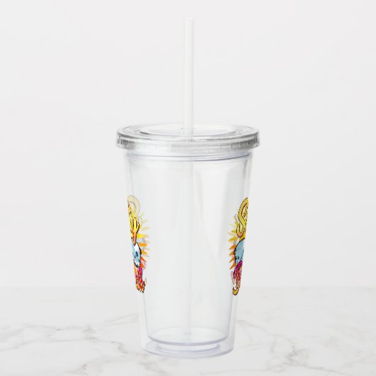 Salty Beach | Tropische zon en palmboom Acryl Drinkbeker (Rechts)