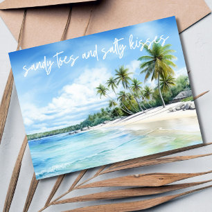 Salty Kisses Beach Wedding Bewaar de datum Aankondigingskaart