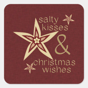 Salty Kisses kerstwijn Vierkante Sticker
