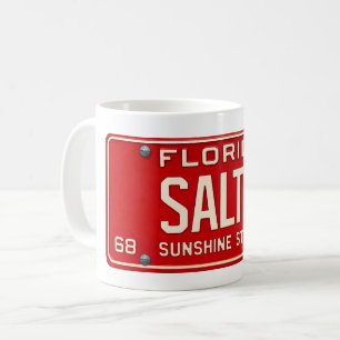 Salty Life 1969   Retro Rode Florida Kentekenplaat Koffiemok