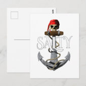 Salty Pirate Skull en Anchor Briefkaart (Voorkant / Achterkant)