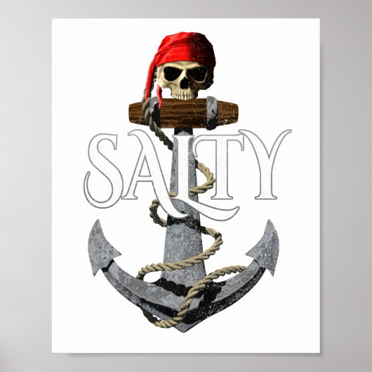 Salty Pirate Skull en Anchor Poster (Voorkant)