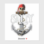 Salty Pirate Skull en Anchor Sticker (Vel)
