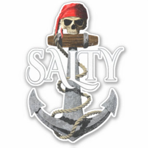 Salty Pirate Skull en Anchor Sticker