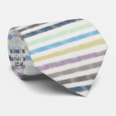 Salty Watercolor Pastel Stripes On Cloud White Stropdas (Opgerold)