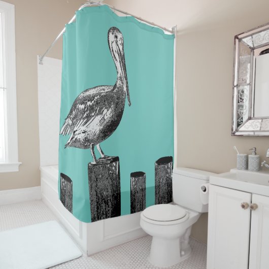 Salty Zee Pelican Custom Douchegordijn (In situ)