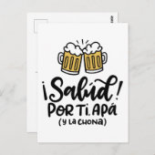 Salud of Mi Apa y la Chona, handgetekend ontwerp Briefkaart (Voorkant / Achterkant)