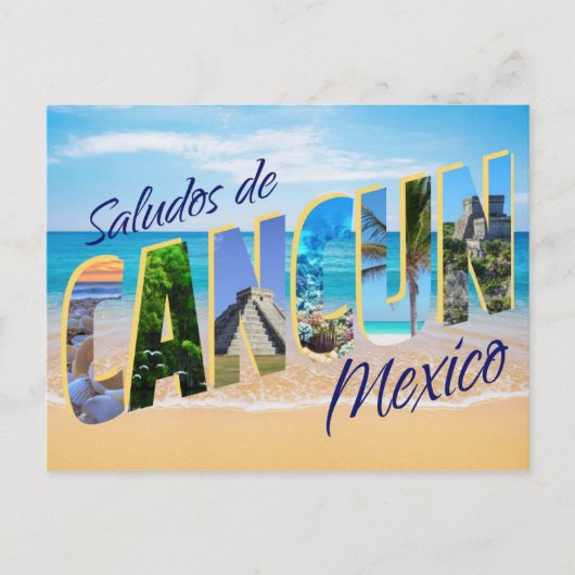 Saludos de Cancun, salutations de Cancun Carte Pos (Devant)