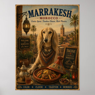 Saluki à Marrakech Affiche de voyage vintage