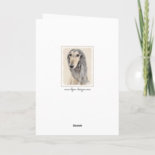 Saluki die (Fawn) - het Leuke Originele Art. van Kaart (Achterkant)