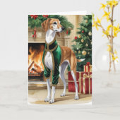 Saluki Dog Christmas Wenskaart Kaart (Gele Bloem)