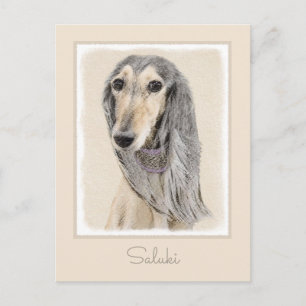 Saluki (Fawn) schilderen - Kute Original Dog Art Briefkaart