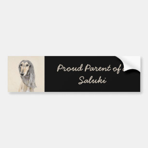 Saluki (Fawn) schilderen - Kute Original Dog Art Bumpersticker
