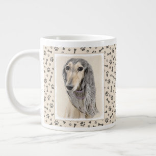 Saluki (Fawn) schilderen - Kute Original Dog Art Extra Grote Beker