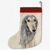 Saluki (Fawn) schilderen - Kute Original Dog Art Kleine Kerstsok (Achterkant)